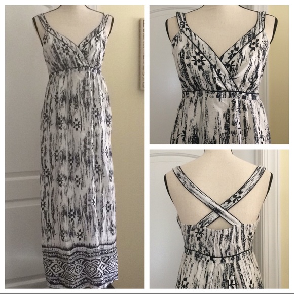 navy linen maxi dress